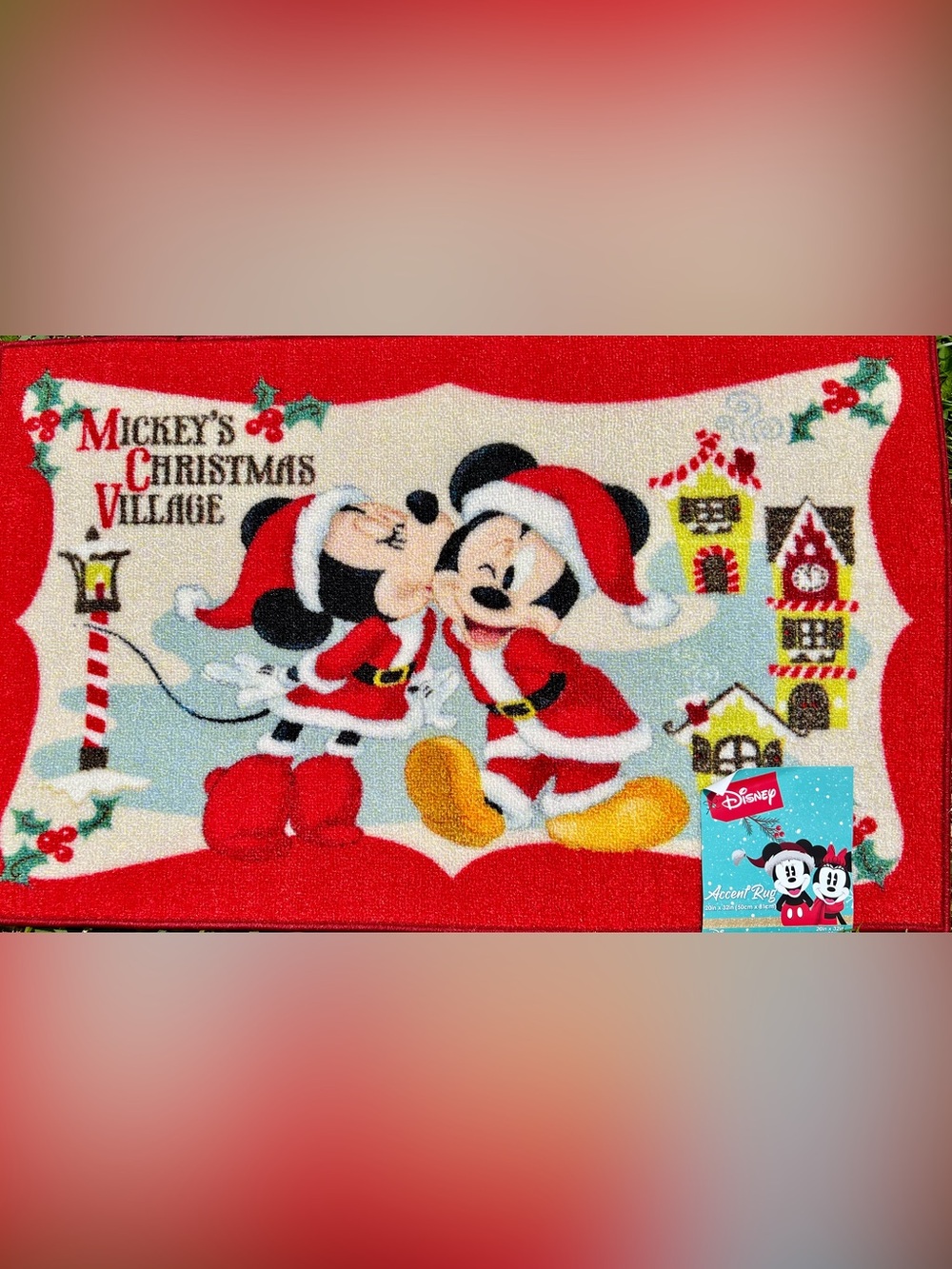 Mickey’s Christmas Village Disney Accent Rug Minnie Mrs Claus Santa Mickey